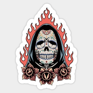 Vintage Sugar Skull Grim Reaper Sticker